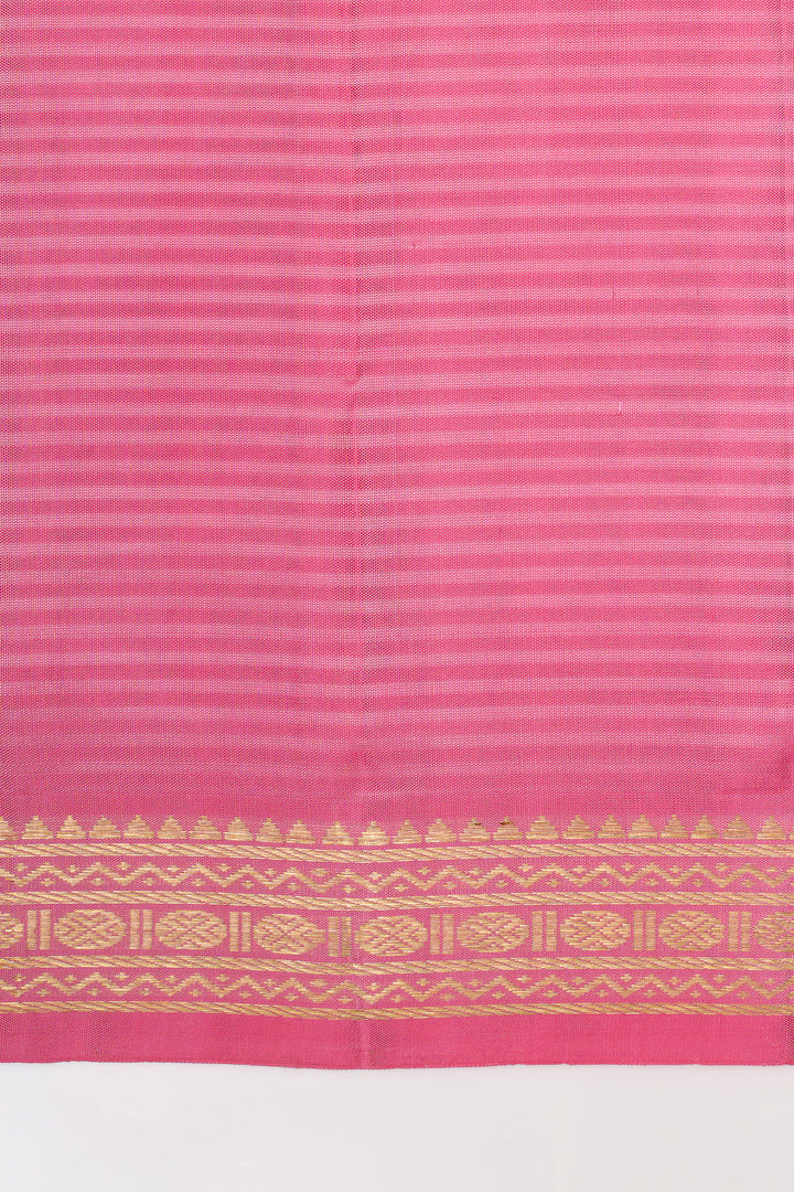 Pastel pink vintage stripes pure kanchipuram silk saree