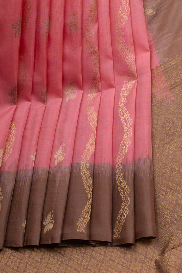 Pink traditional pure soft silk saree