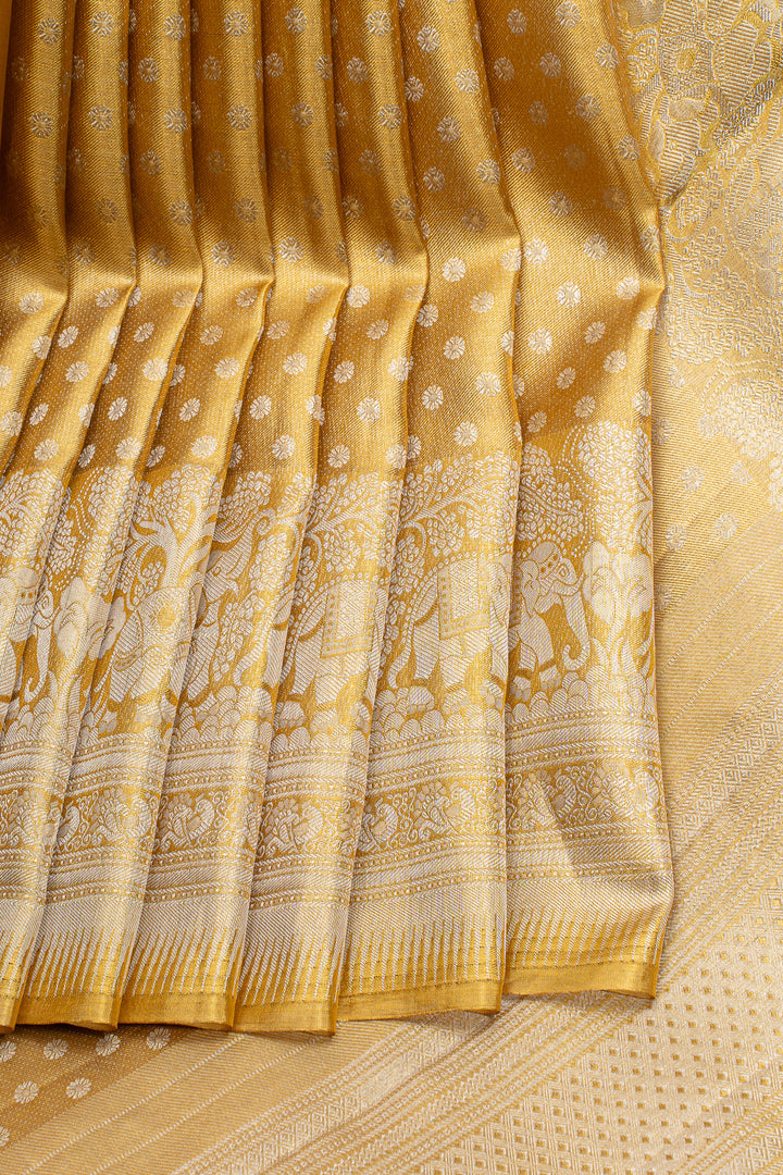 Gold tissue brocade pure kanchipuram silk saree