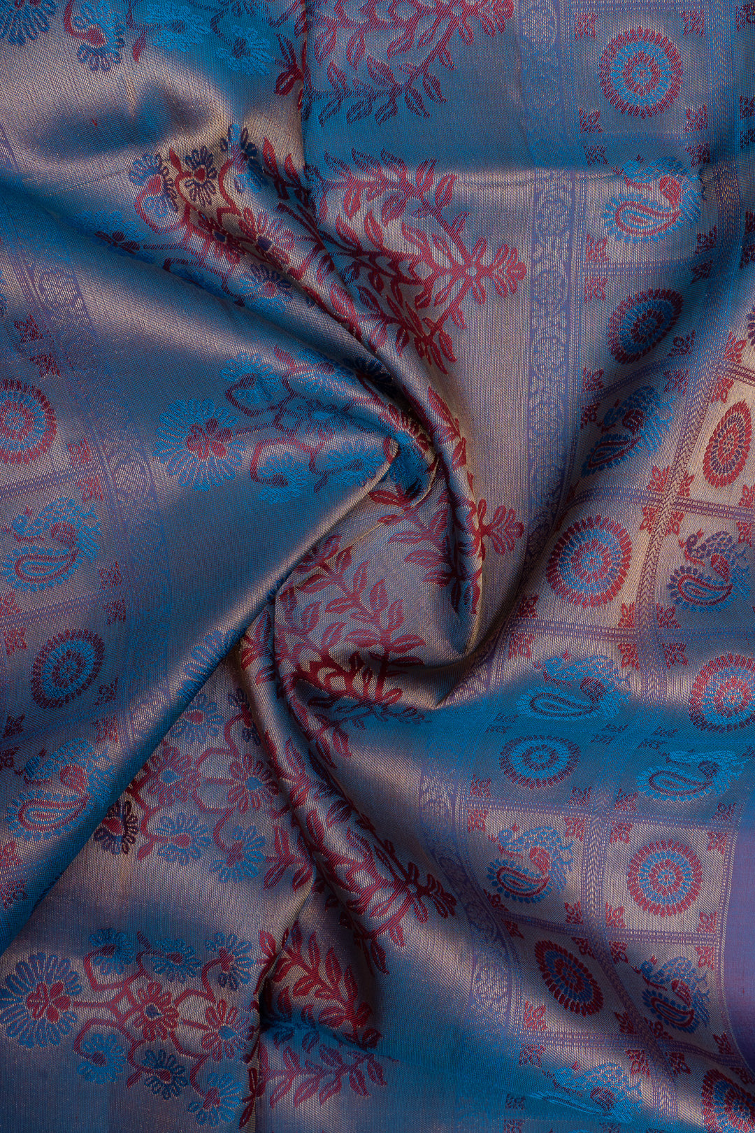 Pink and blue traditional pure soft silk saree