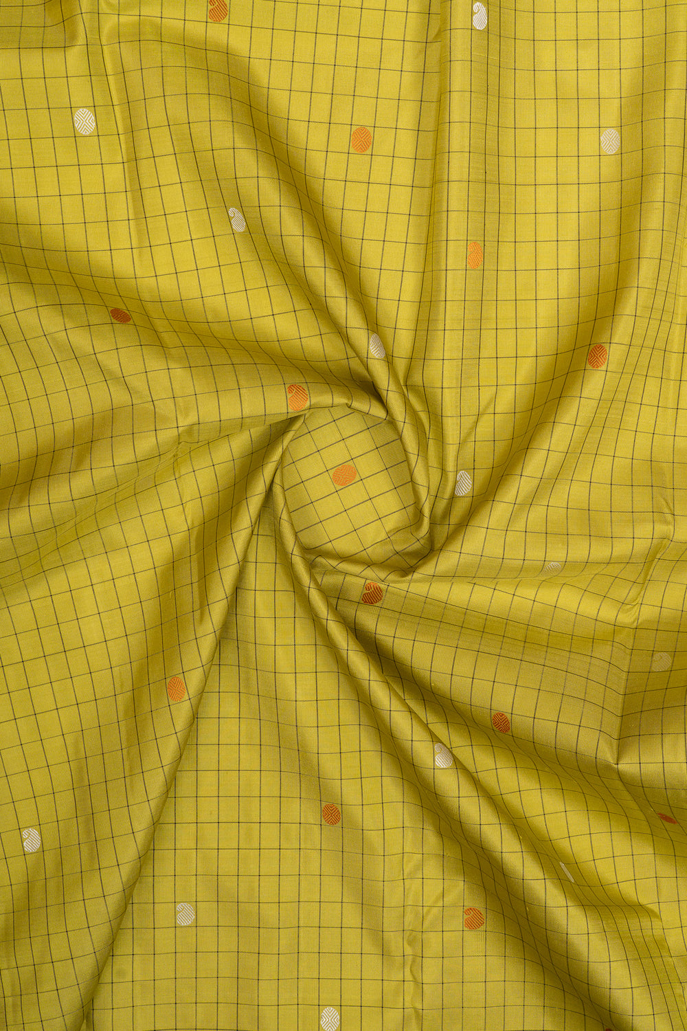Lime green threadwork pure kanchipuram silk saree