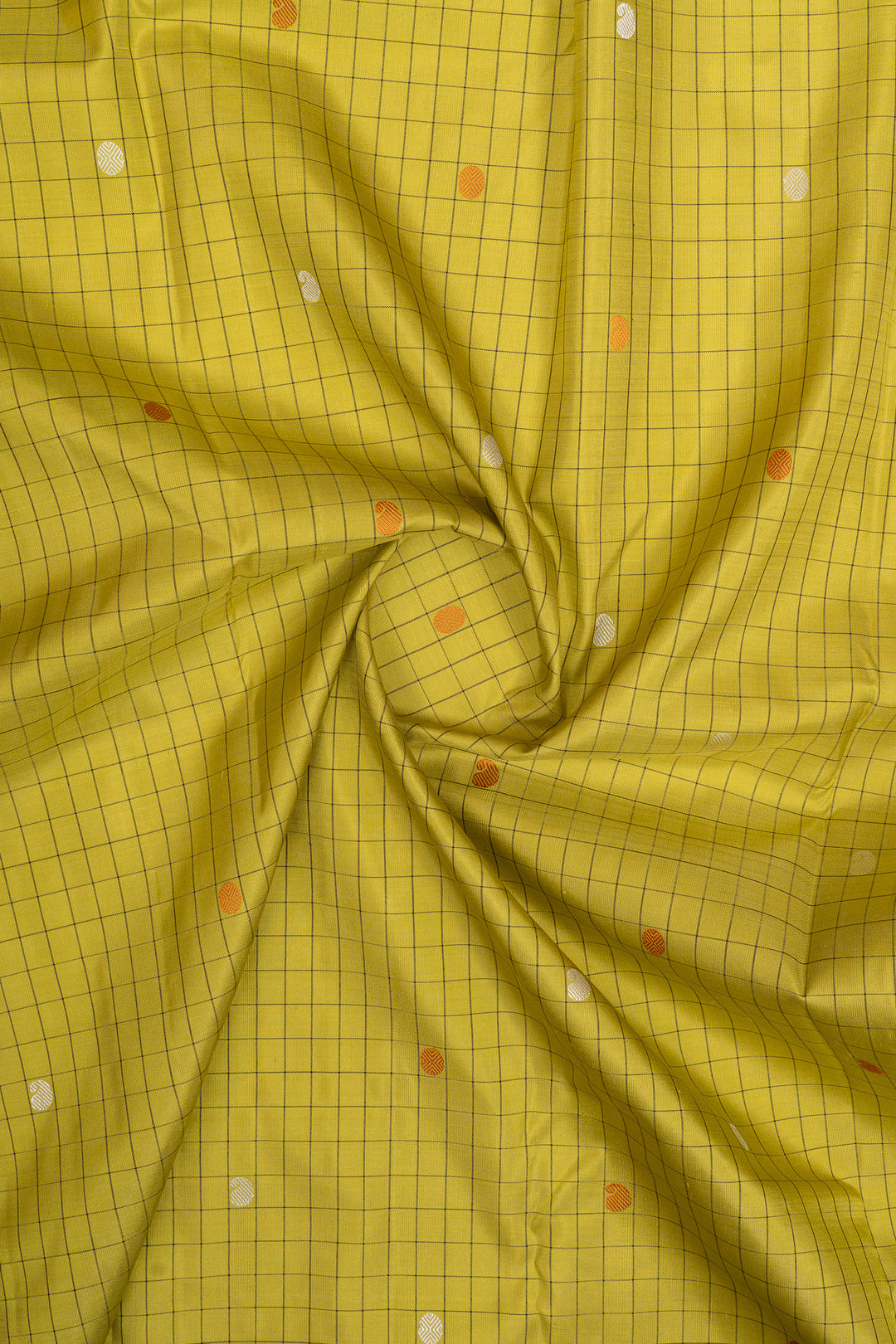 Lime green threadwork pure kanchipuram silk saree