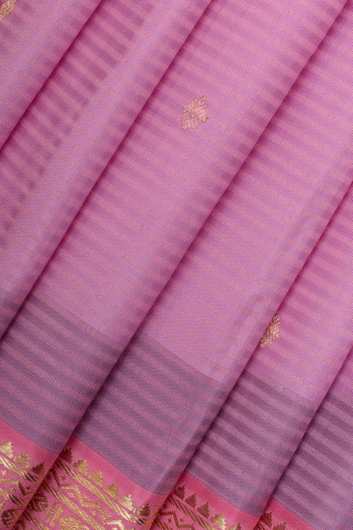 Pastel pink vintage stripes pure kanchipuram silk saree