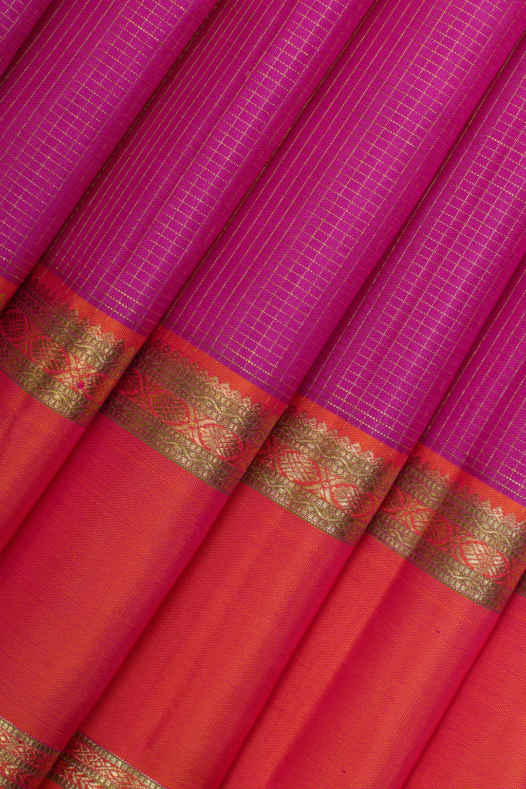 Pink and orange Vairaoosi pure kanchipuram silk saree