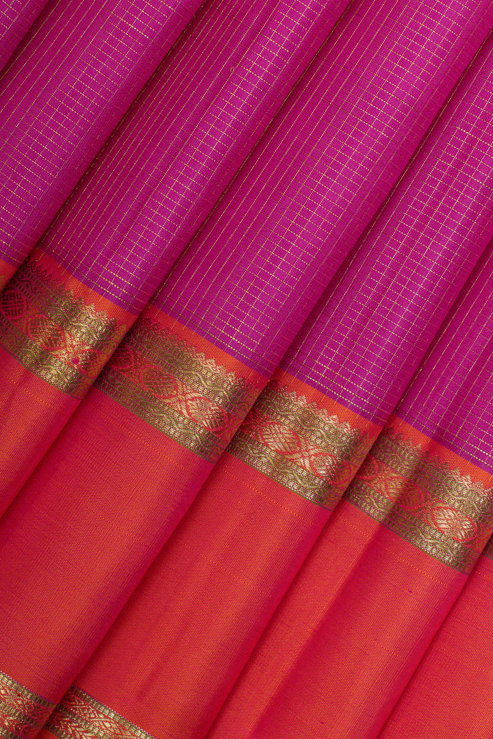 Pink and orange Vairaoosi pure kanchipuram silk saree