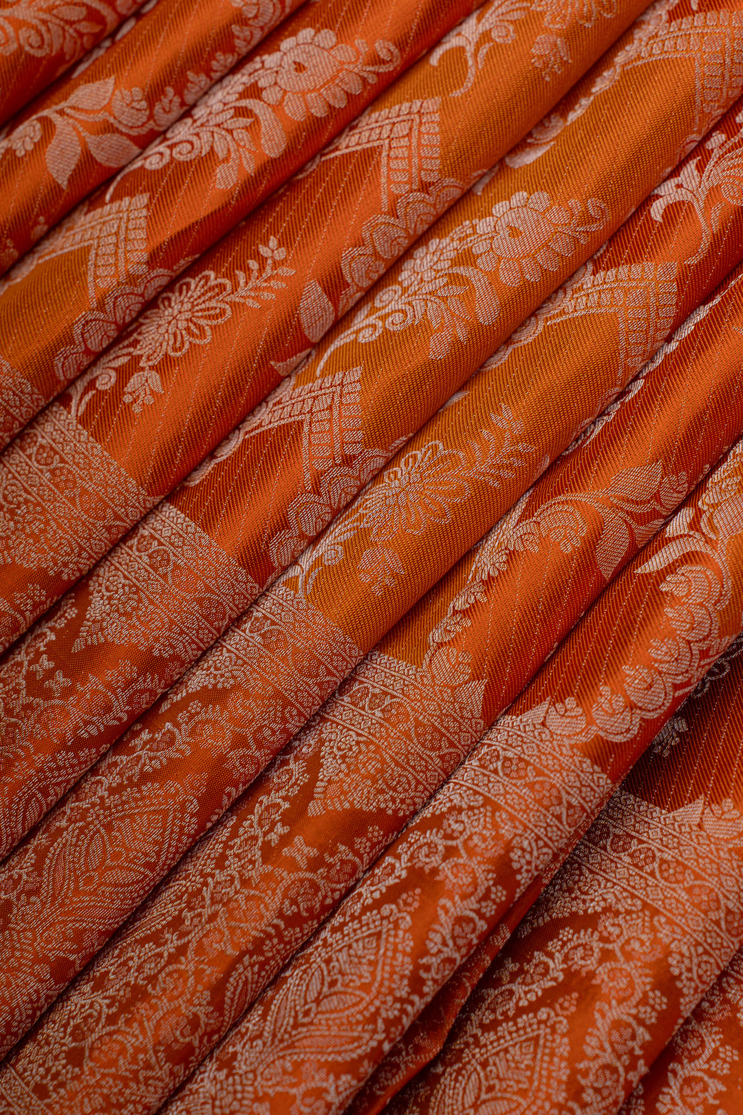 Orange brocade pure Kanchipuram silk saree