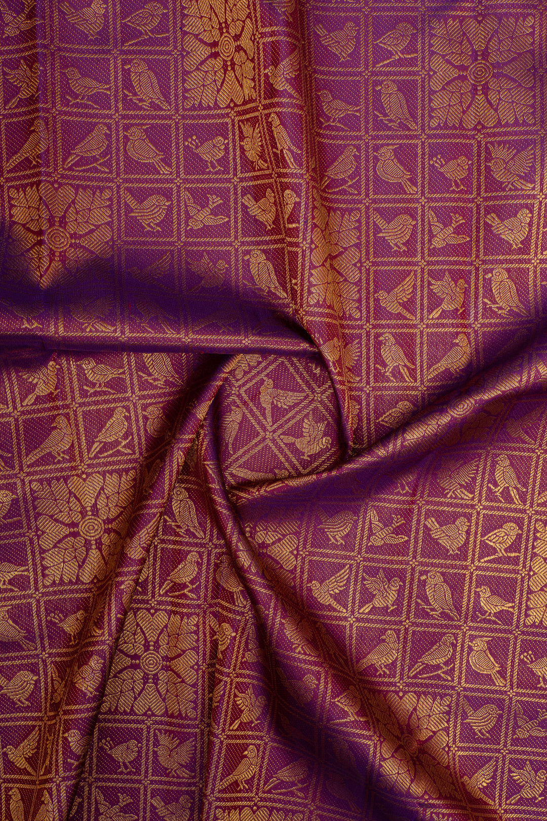 Pakshi Jaalam in Royal Purple  brocade pure kanchipuram silk saree