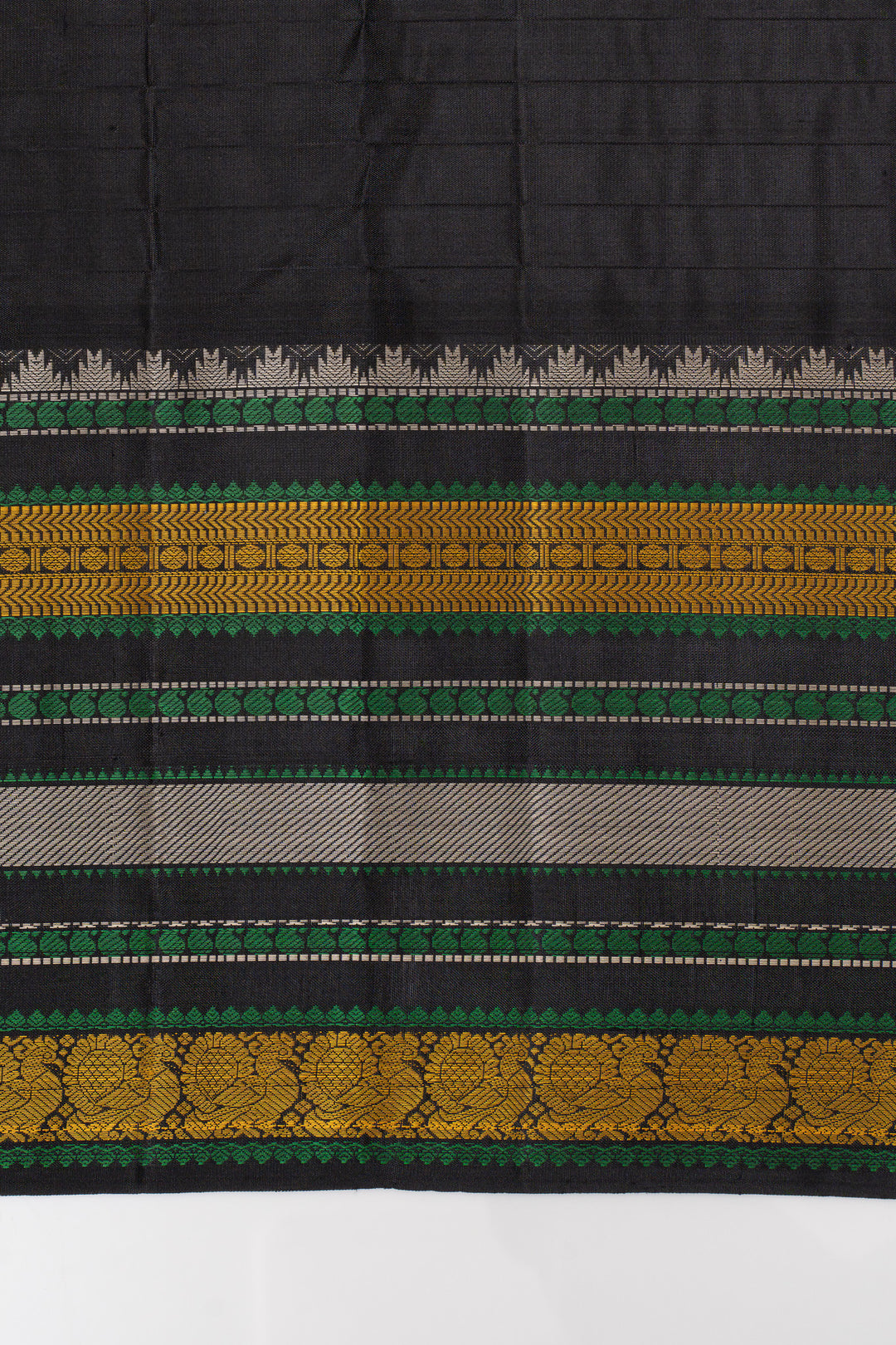 Lime green threadwork pure kanchipuram silk saree