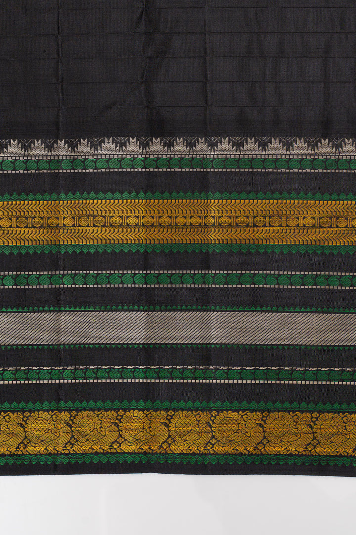 Lime green threadwork pure kanchipuram silk saree