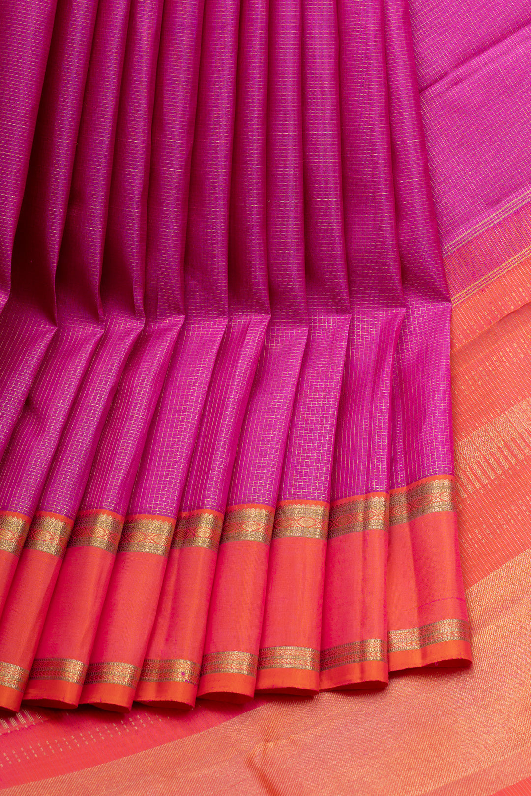 Pink and orange Vairaoosi pure kanchipuram silk saree