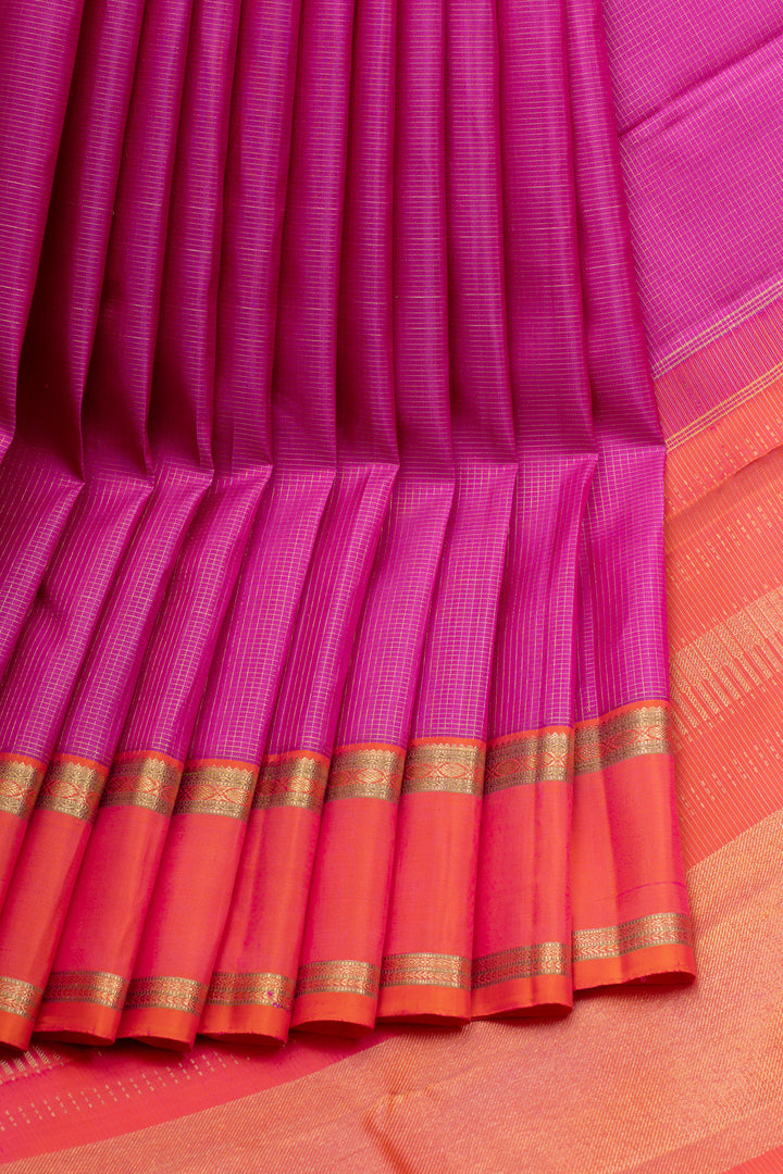 Pink and orange Vairaoosi pure kanchipuram silk saree