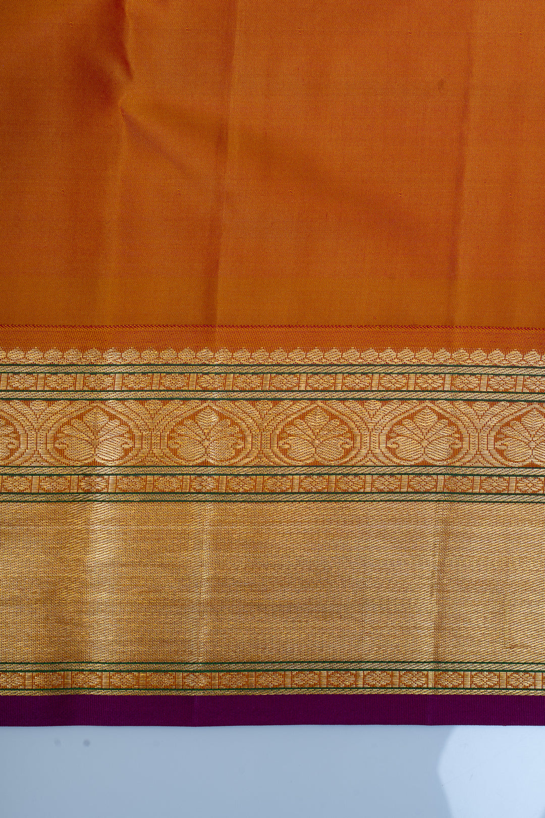 Rani pink and purple stripes pure kanchipuram silk saree