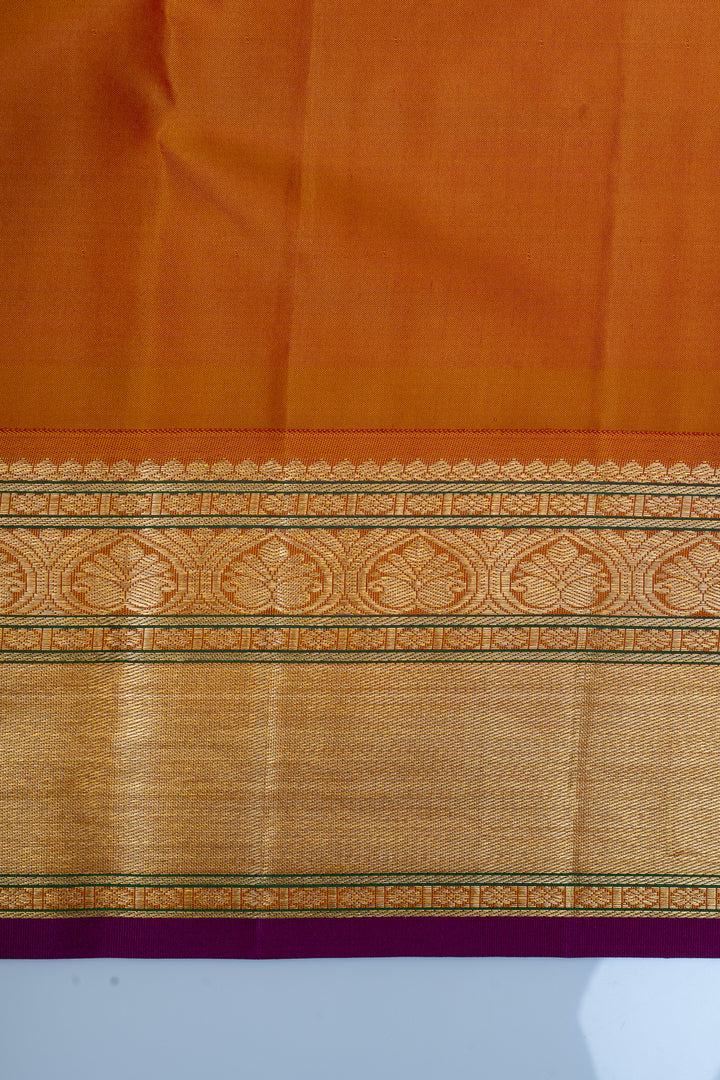 Rani pink and purple stripes pure kanchipuram silk saree