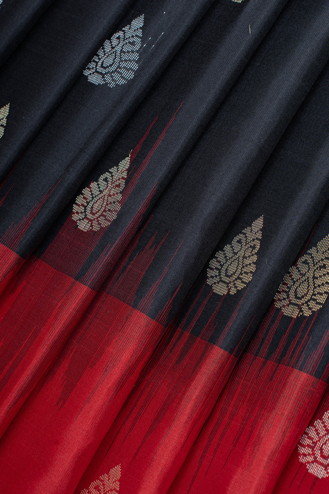 Black and red  stripes pure soft silk saree