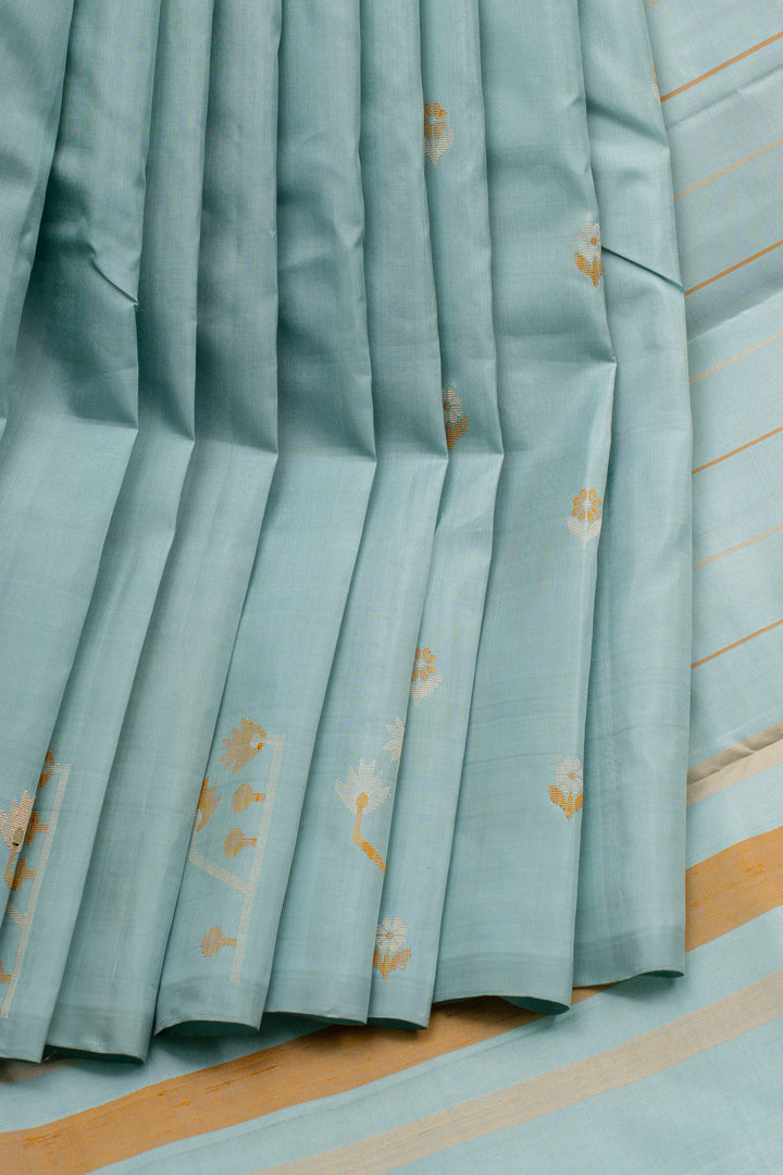Pastel blue Jamdani  pure soft silk saree