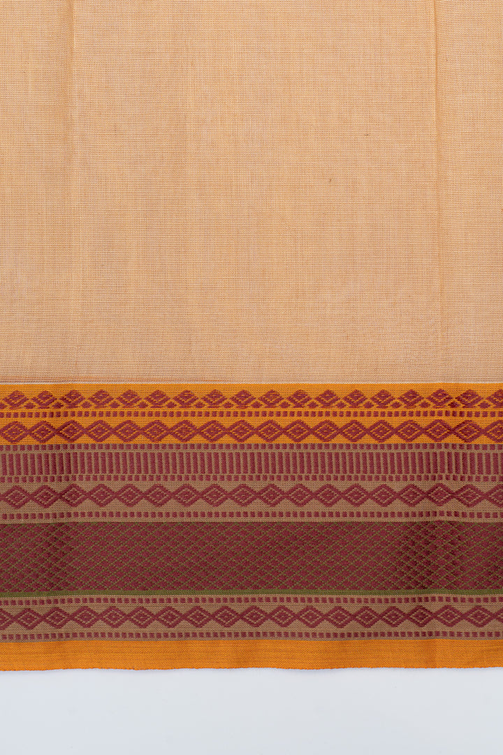 Sandal cream pure cotton silk saree