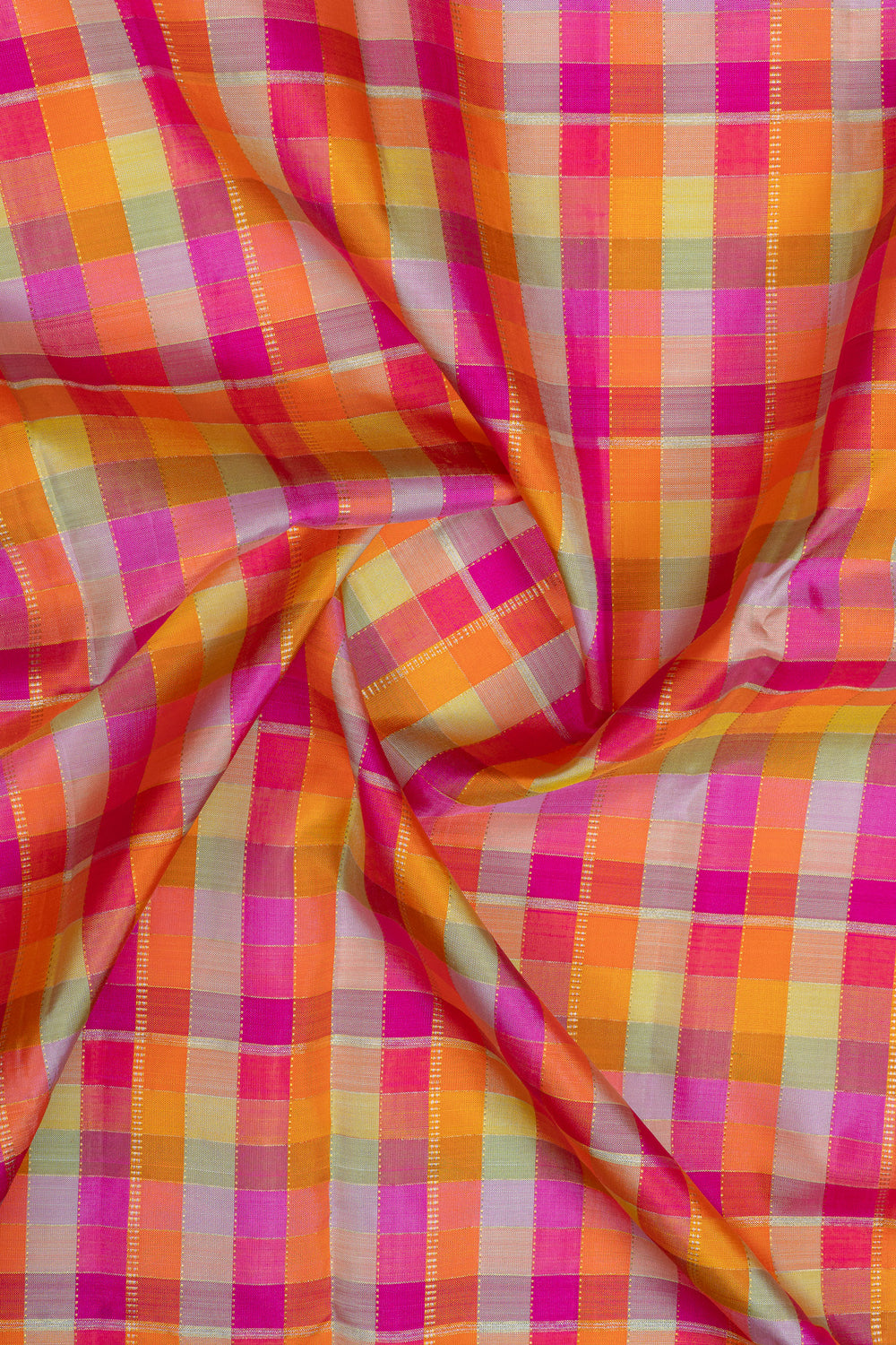 Multi colour checks pure kanchipuram silk saree