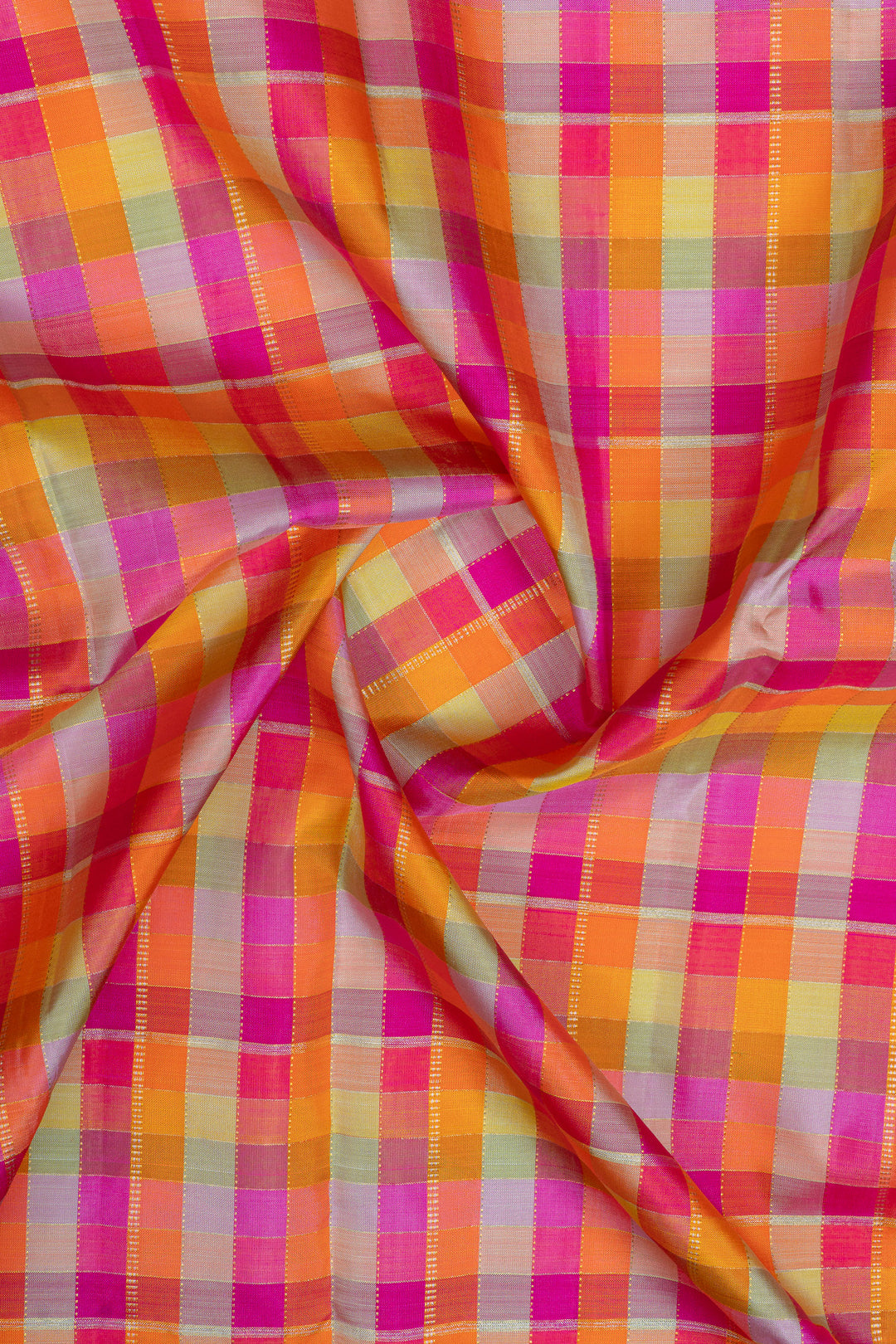 Multi colour checks pure kanchipuram silk saree