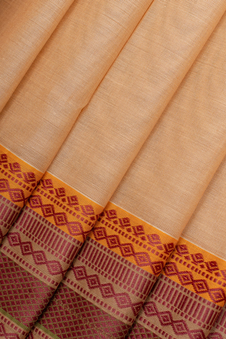 Sandal cream pure cotton silk saree
