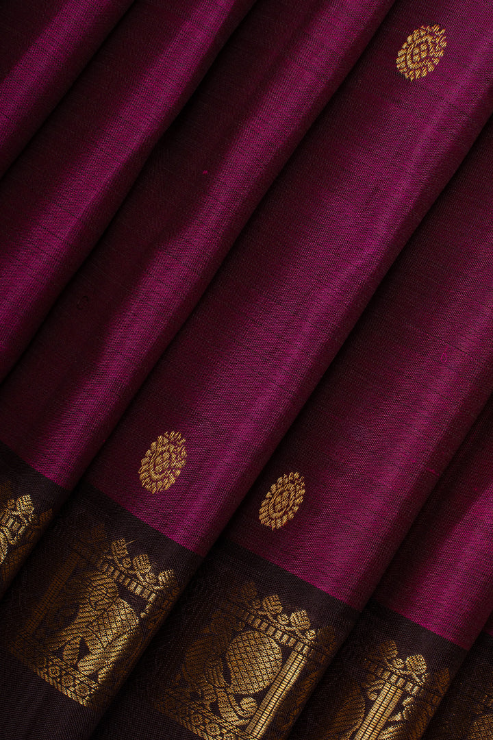 Purple and Brown traditional pure kanchipuram silk saree