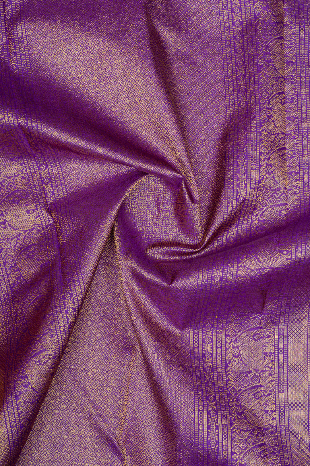 Apricot peach veldhari plus butta  pure kanchipuram silk saree