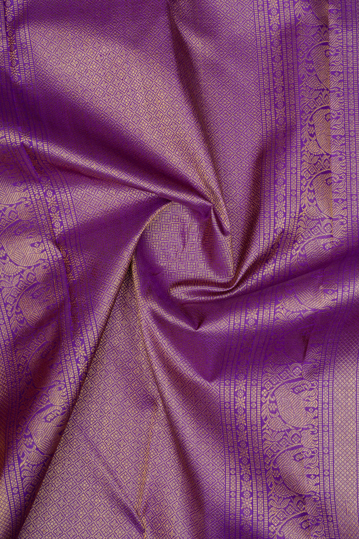 Apricot peach veldhari plus butta  pure kanchipuram silk saree