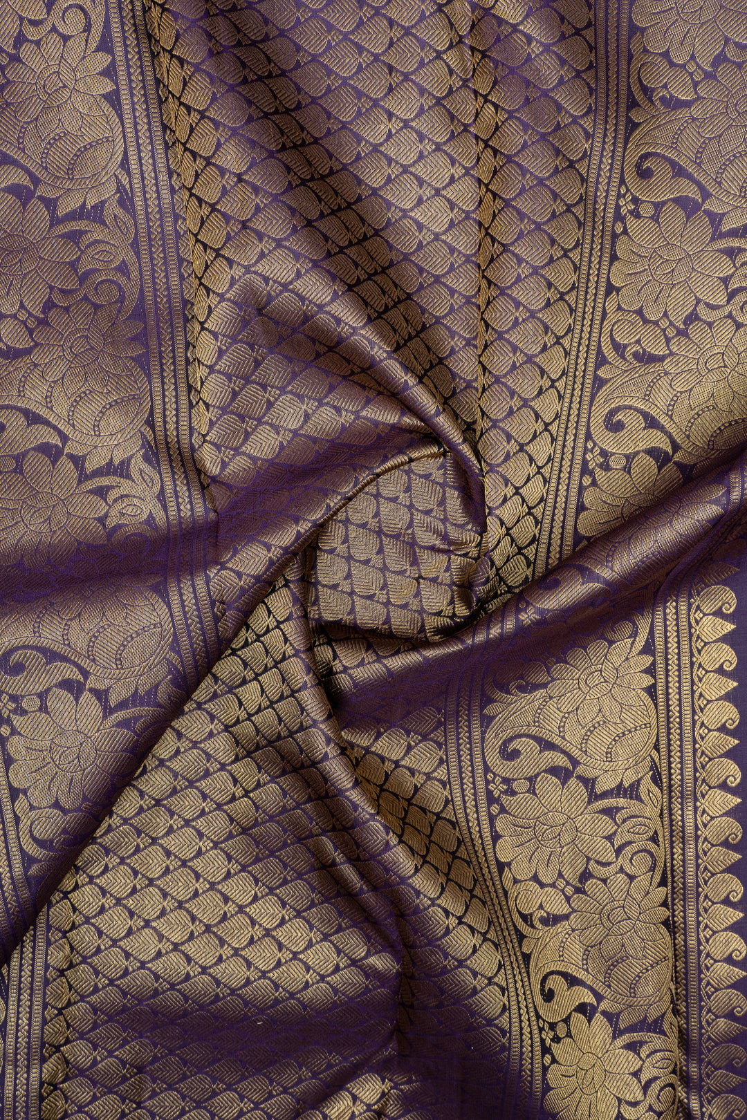 Grey vanasingaram thread brocade pure kanchipuram silk saree