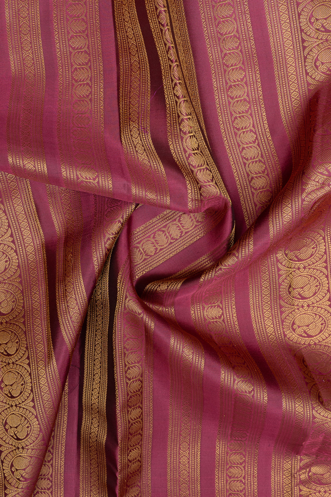 Royal purple stripes pure kanchipuram silk saree
