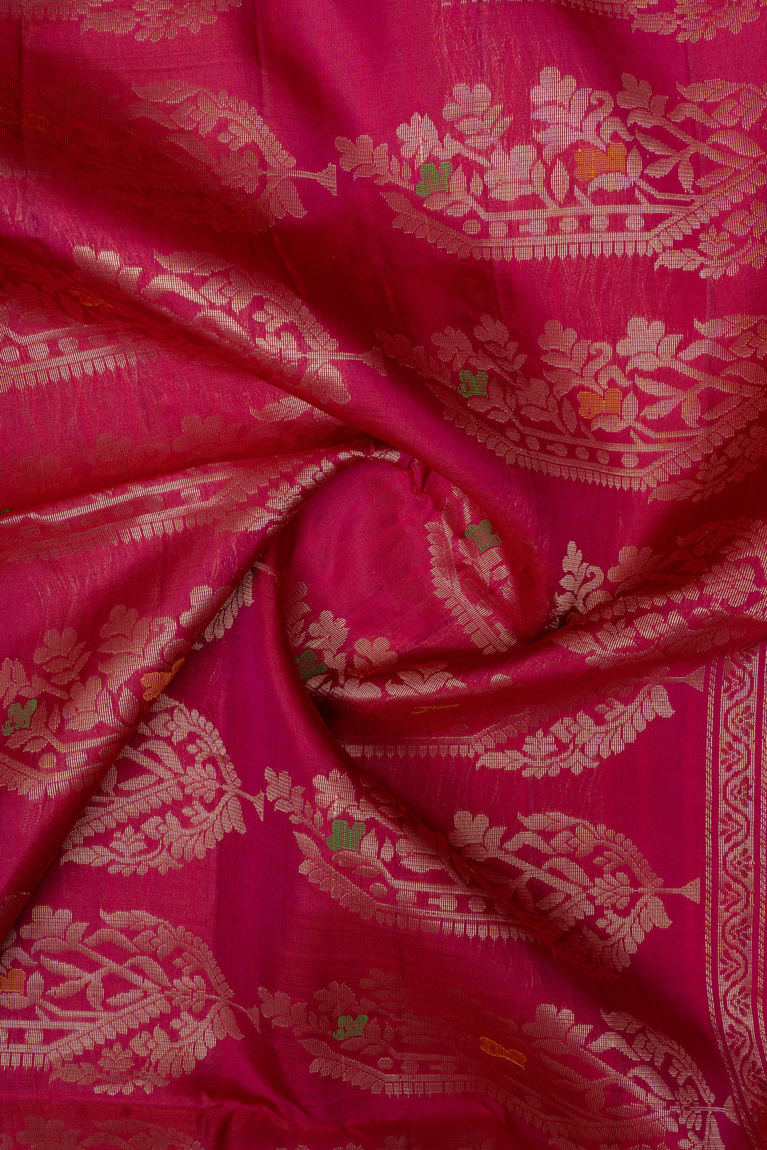 Cream and pink dupian pure soft silk saree