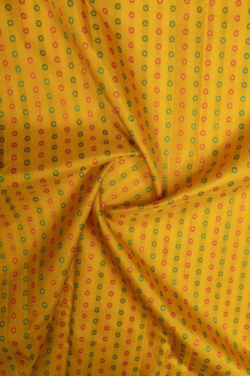 Golden yellow minakari pure kanchipuram silk saree