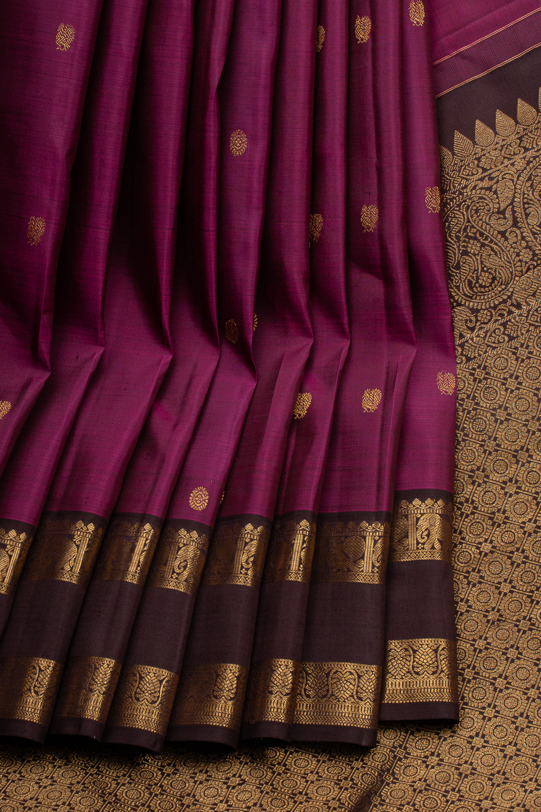 Purple and Brown traditional pure kanchipuram silk saree