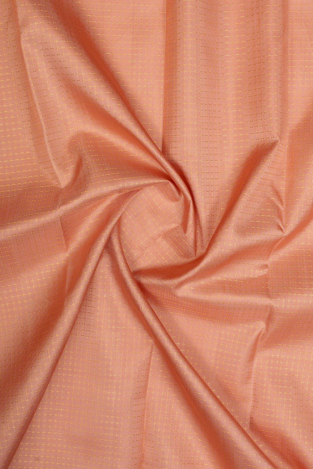 Peach and purple zari checks pure kanchipuram silk saree