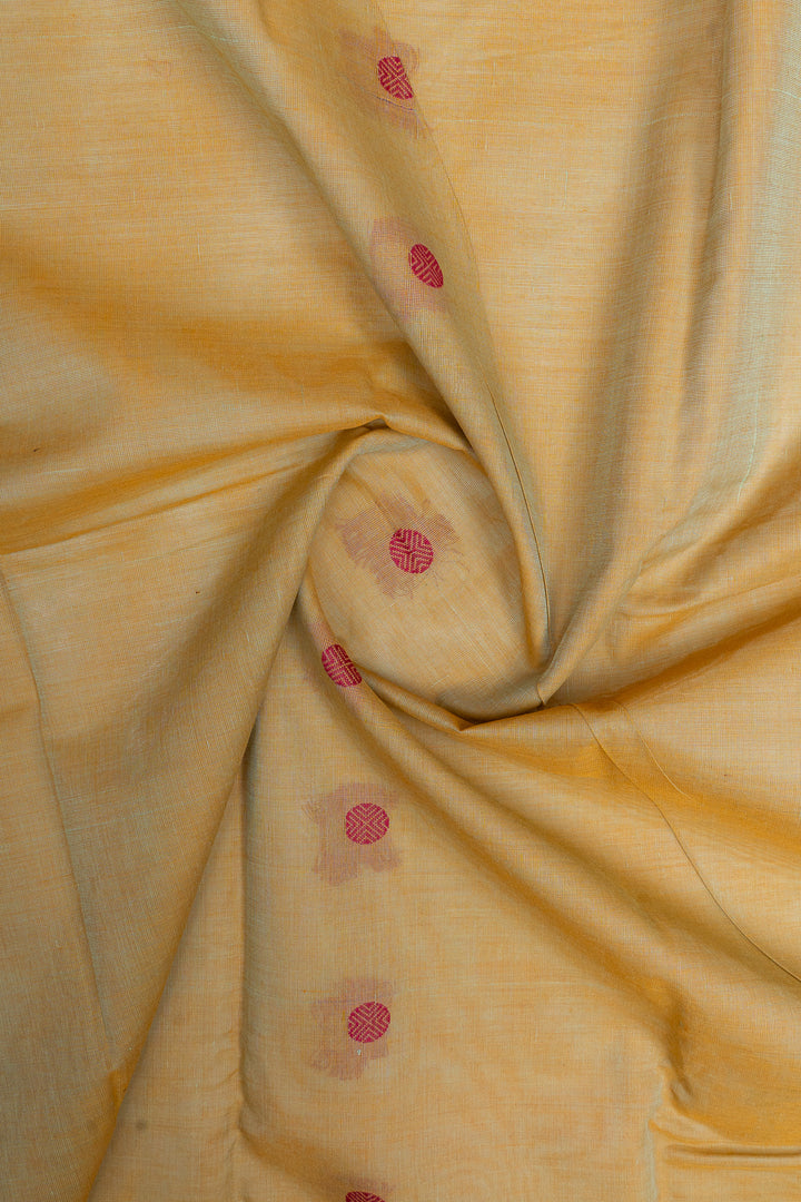 Pastel yellow pure cotton silk saree