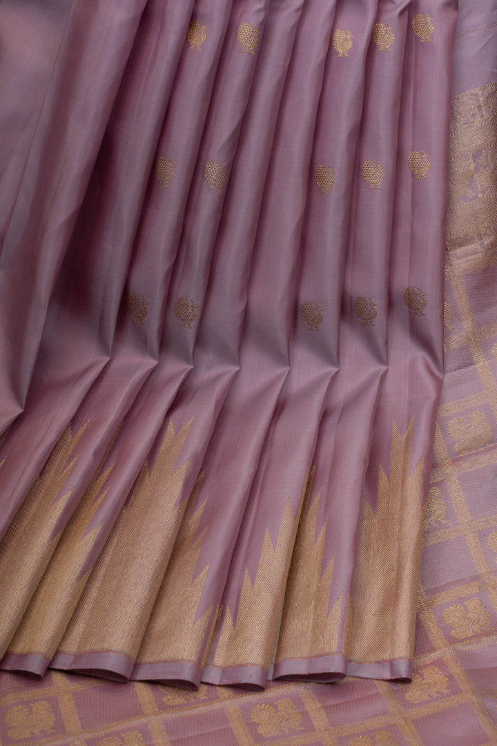 Mauve Purple temple border pure kanchipuram Silk saree