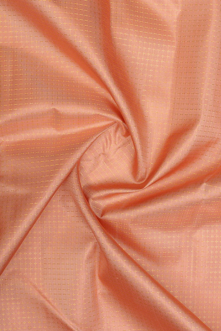 Apricot peach veldhari plus butta  pure kanchipuram silk saree
