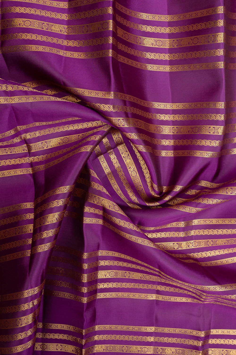 Royal purple stripes pure kanchipuram silk saree