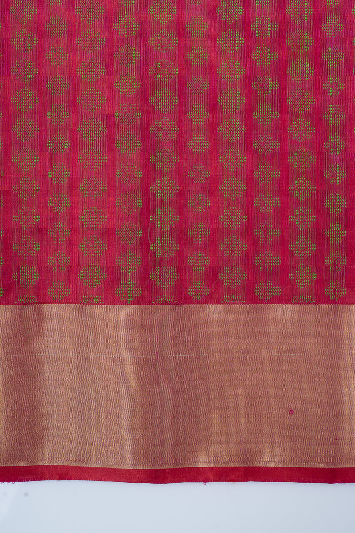 Cream and pink dupian pure soft silk saree