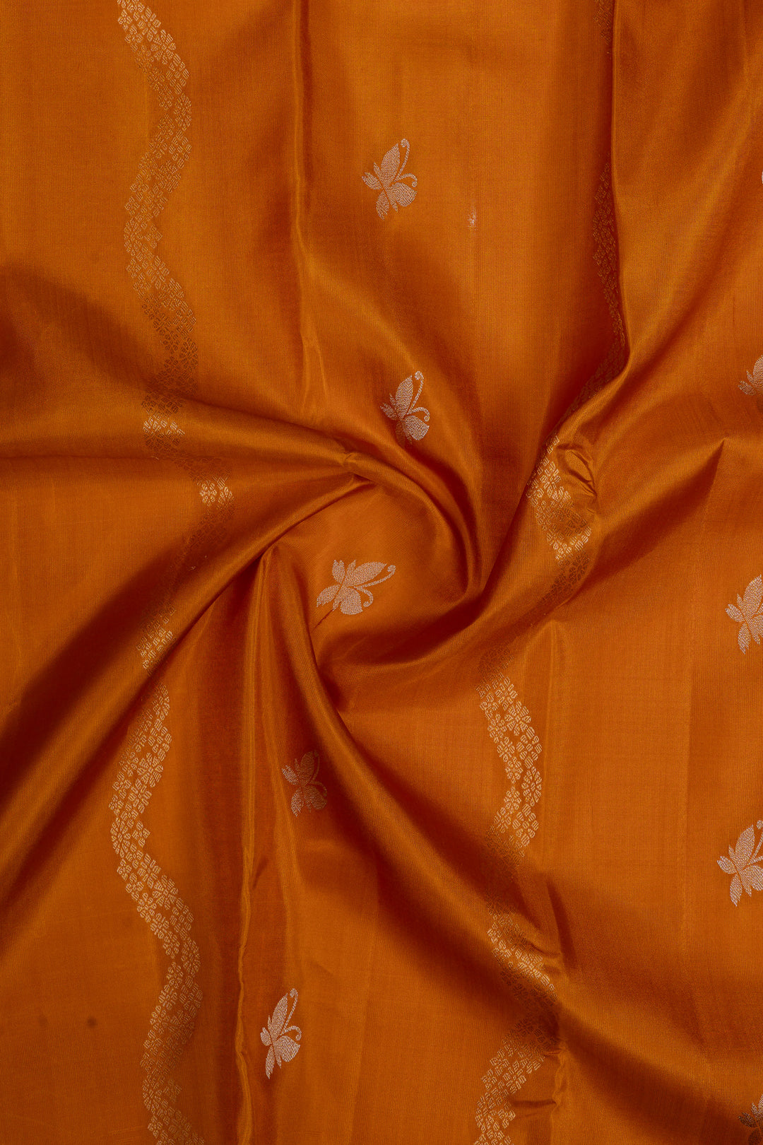 Rust orange serpenti stripes pure soft silk saree