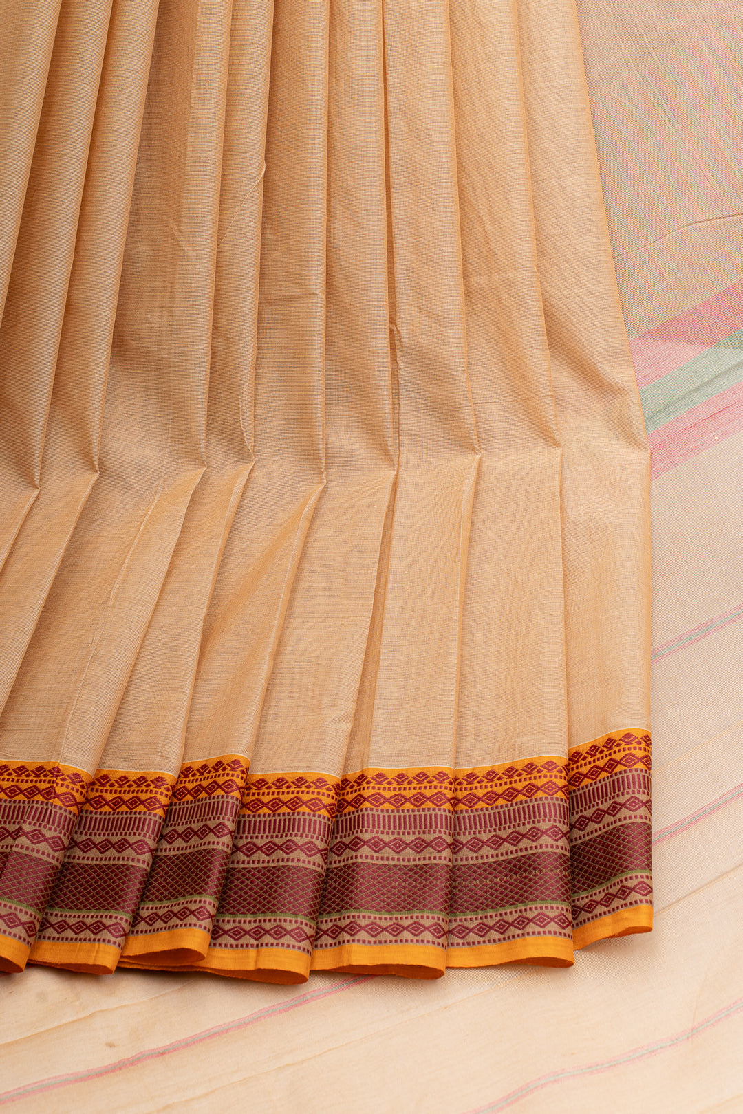 Sandal cream pure cotton silk saree