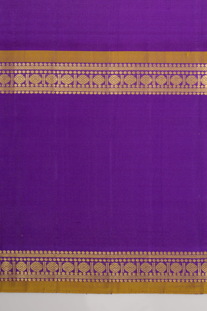 Peach and purple zari checks pure kanchipuram silk saree