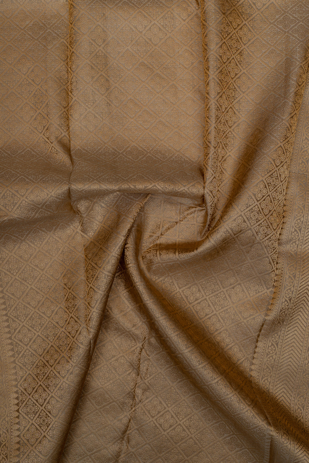 Silverish grey brocade pure Kanchipuram silk saree