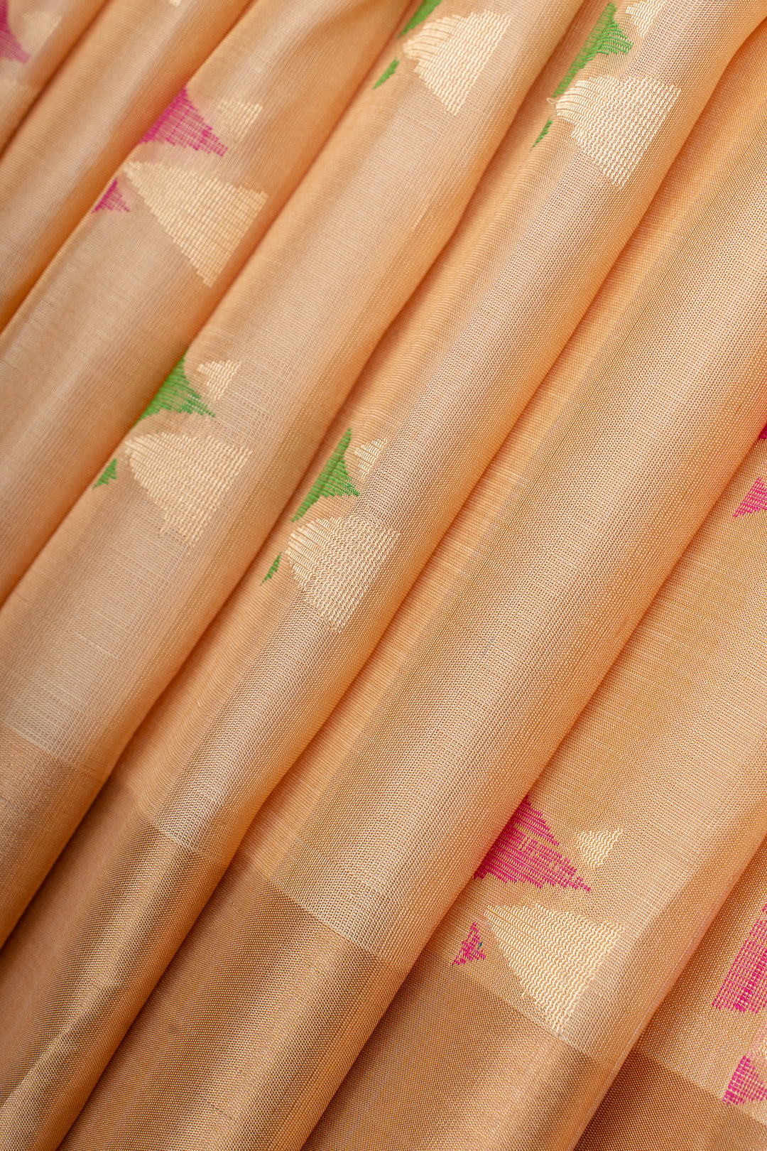 Cream and pink dupian pure soft silk saree