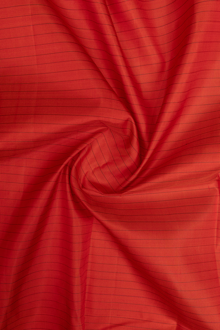 Rust orange stripes pure kanchipuram silk saree
