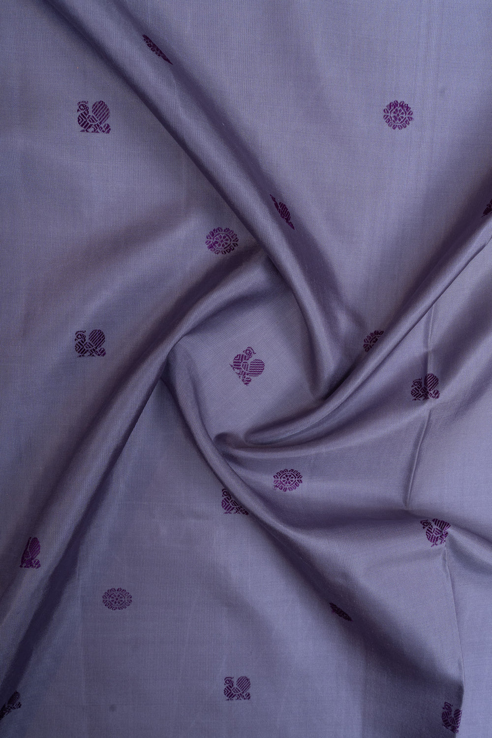 Lilac thread motifs without zari pure kanchipuram silk saree