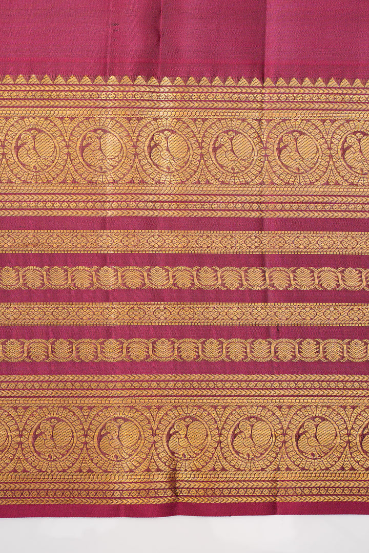 Royal purple stripes pure kanchipuram silk saree