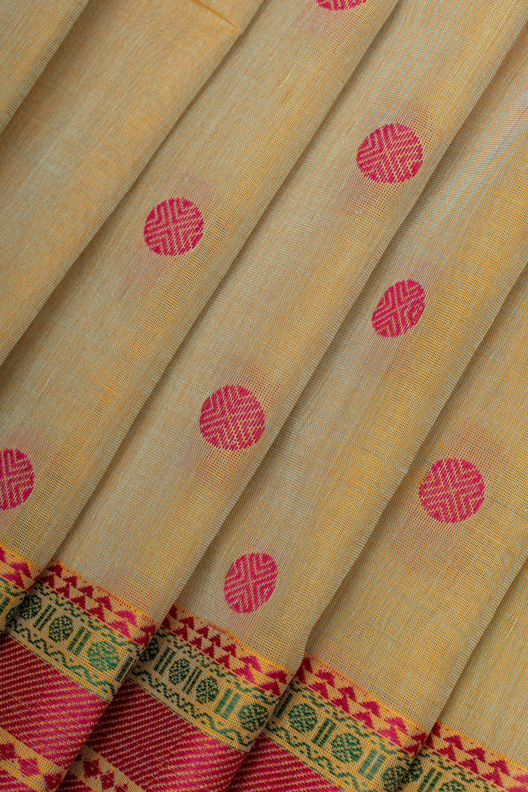 Pastel yellow pure cotton silk saree