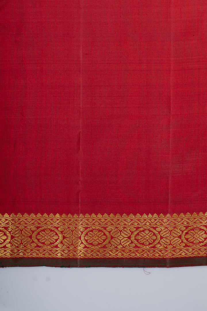 Rust orange stripes pure kanchipuram silk saree