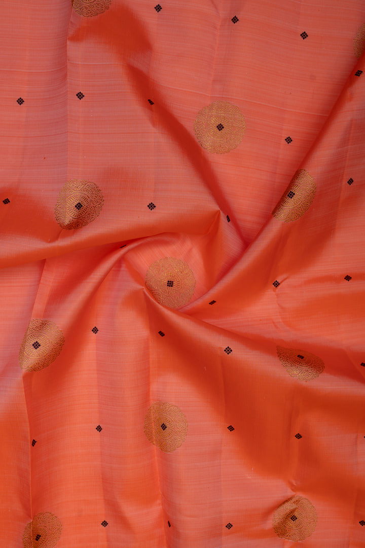 Peach ans mauve rettai pettu pure kanchipuram Silk saree