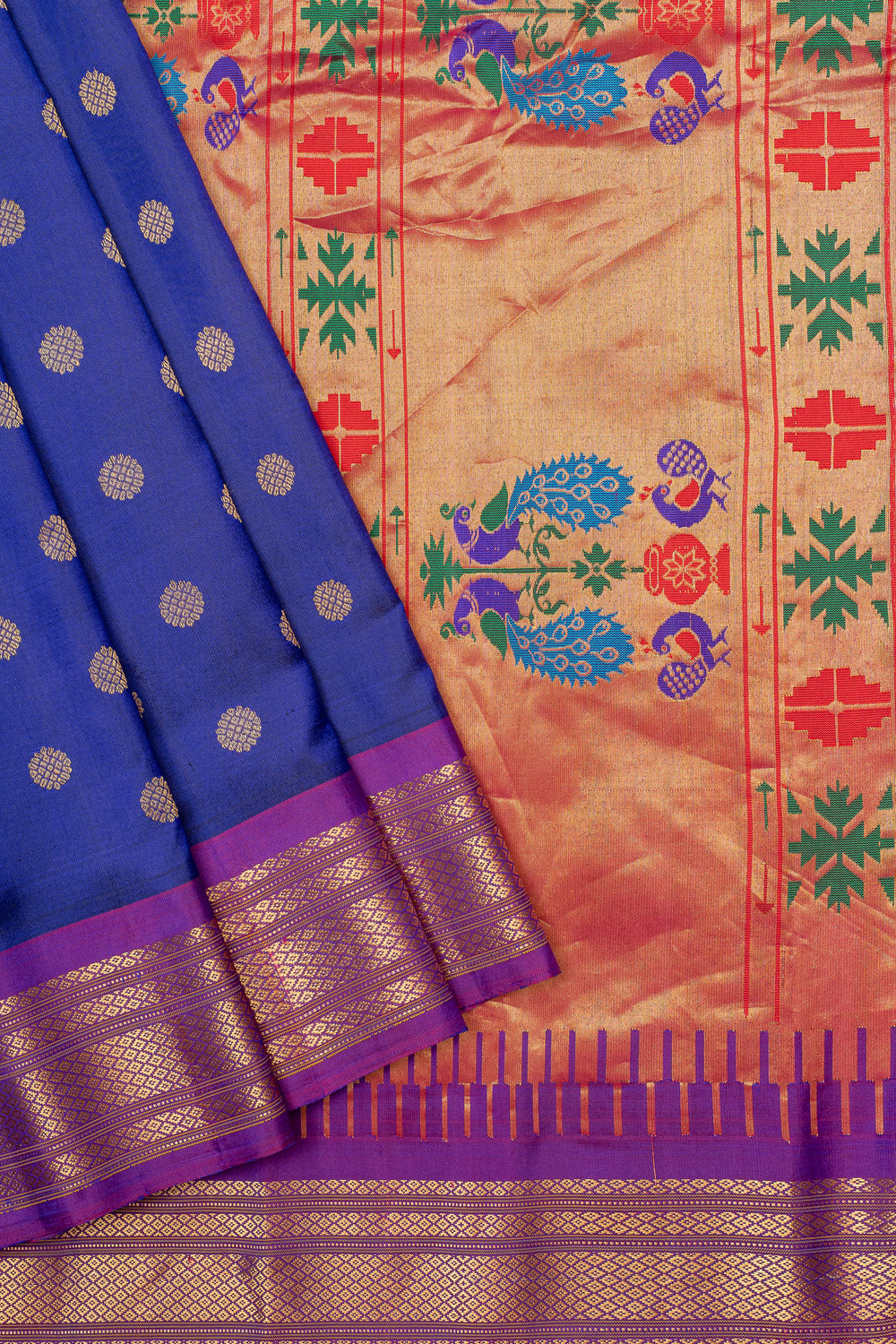 Navy blue and magenta Kuttu Gadwal silk saree