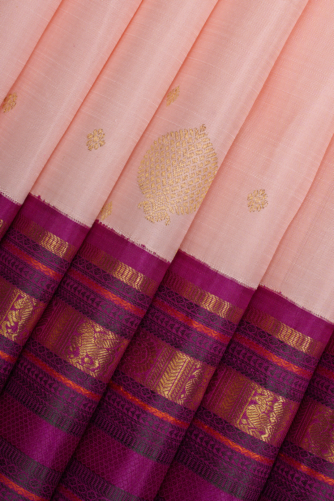 Baby pink varisaipettu traditional pure kanchipuram silk saree